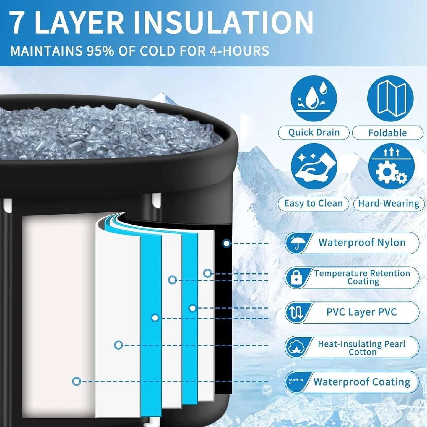 ❄️ ArcticFold™ – Foldable Ice Bath Tub XXL
